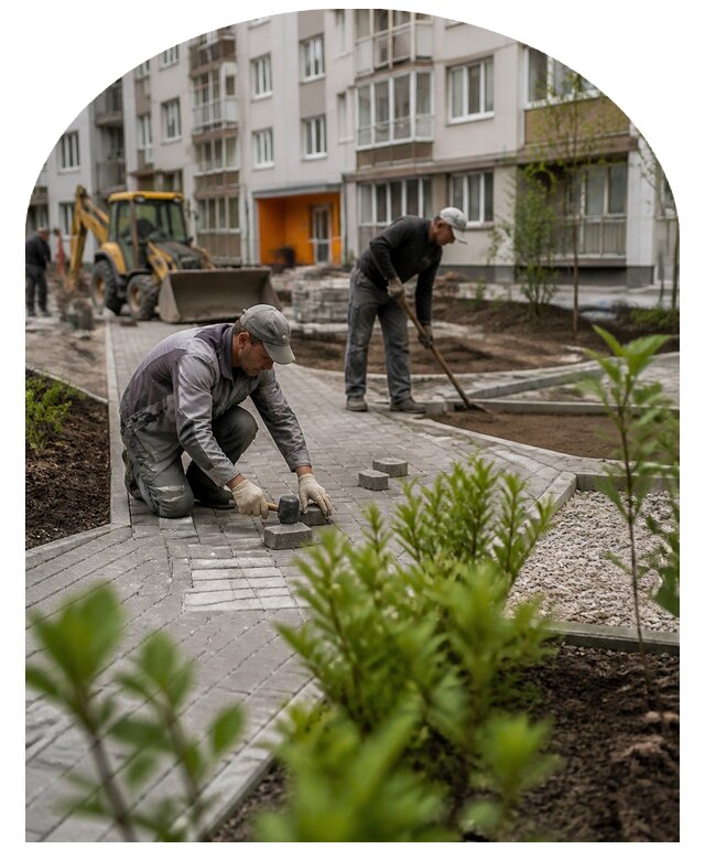Благоустройство двора многоквартирного дома в Малгобеке